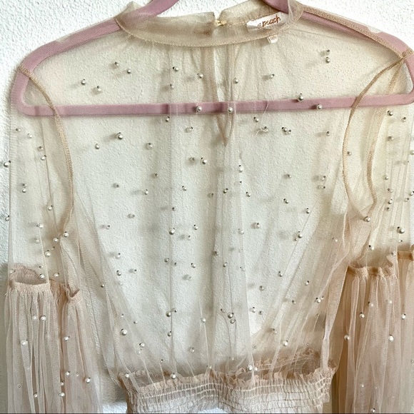 Buckle / A. Peach Nude Pearl Mesh Top Blouse - Picture 4 of 7